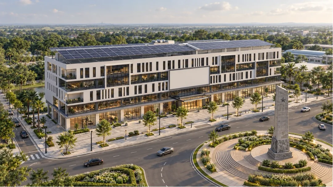 Le Grande Centre và vòng xoay Tượng đài 3 Cô Gái